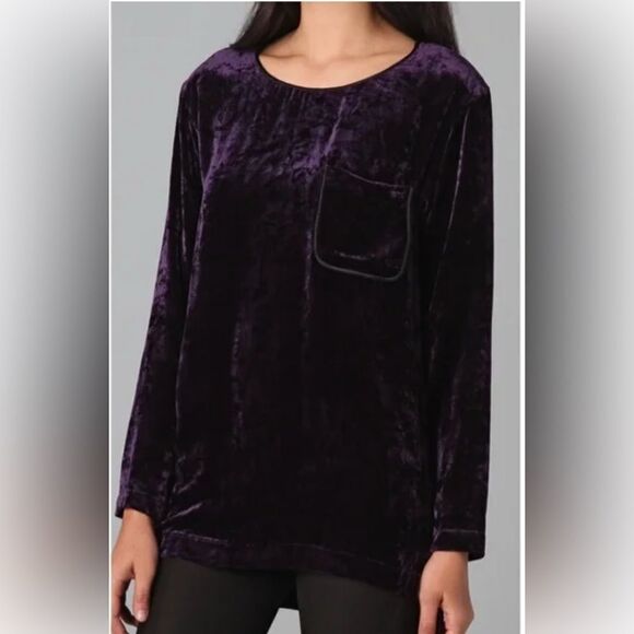 Theory Tehya Crush Velvet Tunic In Purple Size Large - Picture 8 of 8
